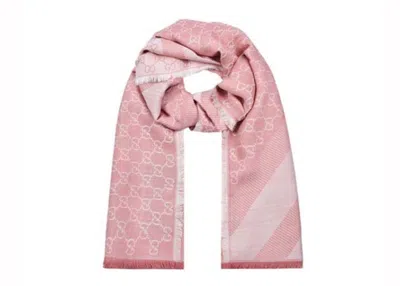 Pre-owned Gucci Gg Logo Scarf In Pink