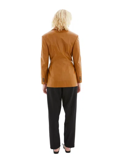Marni Single-breasted Leather Jacket In Brown