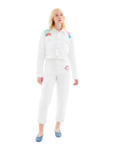Marni Denim Jacket With Patches In White
