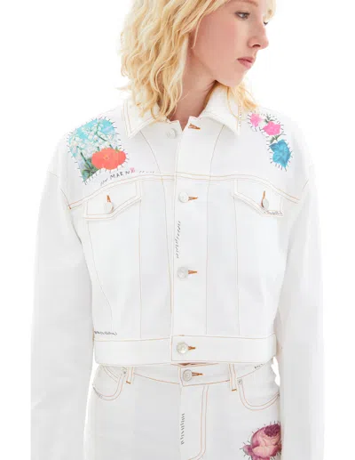 Marni Denim Jacket With Patches In White