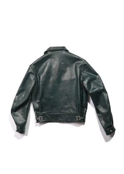 Enfants Riches Deprimes Leather Jacket With Zipper In Green