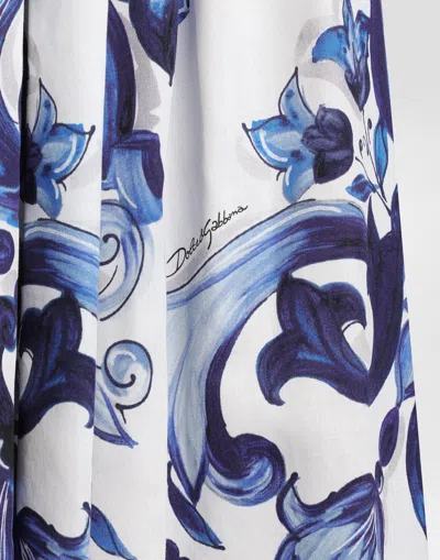Dolce & Gabbana Majolica-print Long Cotton Satin Skirt