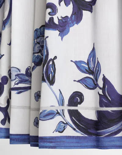Dolce & Gabbana Majolica-print Long Cotton Satin Skirt