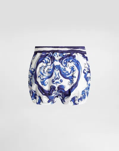 Dolce & Gabbana Majolica-print Balloon Shorts In Blue