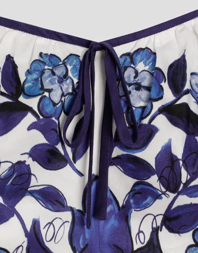 Dolce & Gabbana Majolica-print Cotton Satin Top In Blue