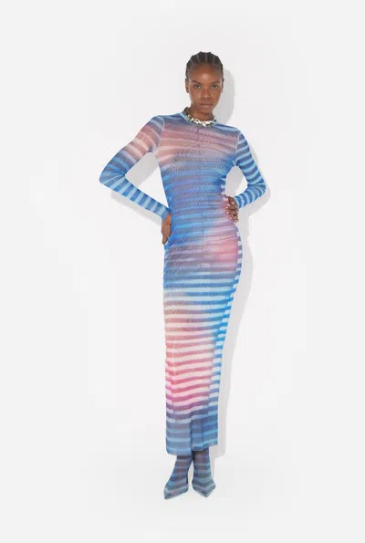 Jean Paul Gaultier Long Dress Stripe Air In Blue