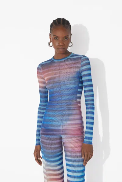 Jean Paul Gaultier Ls Top Stirpe Air In Blue