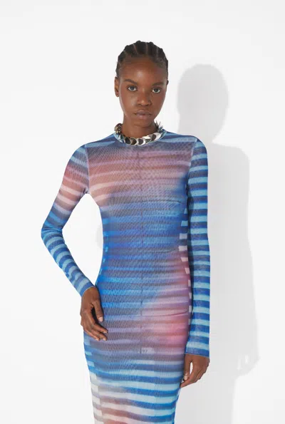 Jean Paul Gaultier Long Dress Stripe Air In Blue