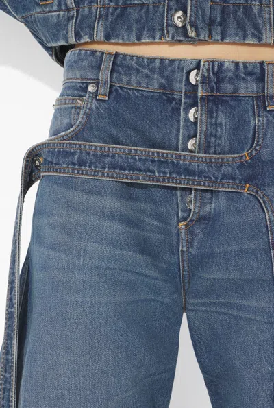 Jean Paul Gaultier Denim Strap Jeans Woman Blue
