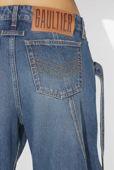Jean Paul Gaultier Denim Strap Jeans Woman Blue