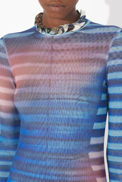 Jean Paul Gaultier Long Dress Stripe Air In Blue