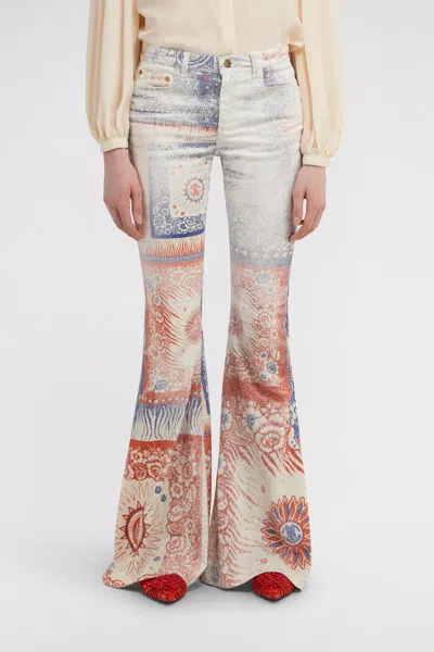 Roberto Cavalli Bandana Print Jeans In Multi