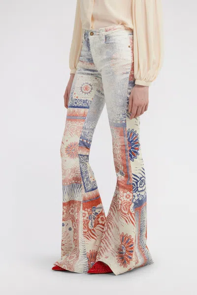 Roberto Cavalli Bandana Print Jeans In Multi