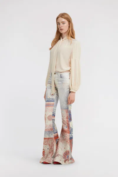 Roberto Cavalli Bandana Print Jeans In Multi