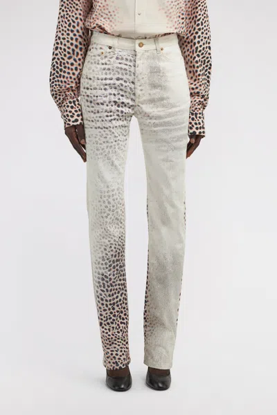 Roberto Cavalli Shark Print Jeans In White