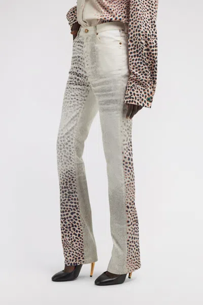 Roberto Cavalli Shark Print Jeans In White