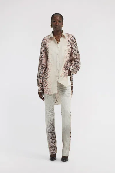 Roberto Cavalli Shark Print Jeans In White