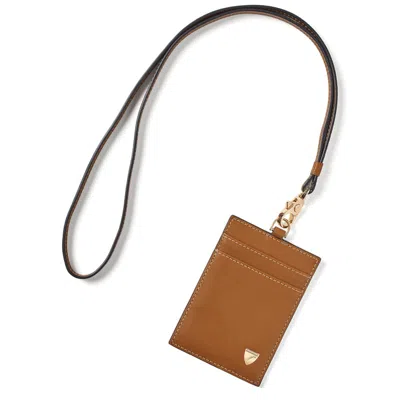 Aspinal Of London Lanyard Id & Card Holder In Brown