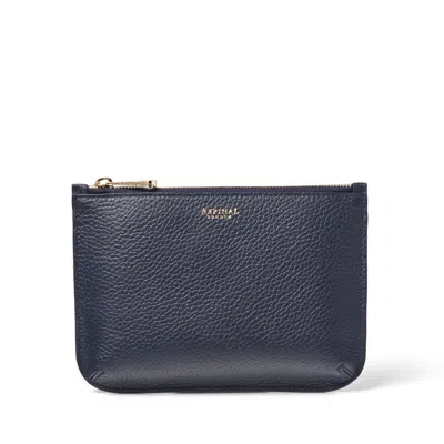 Aspinal Of London Womens Navy Ella Medium Logo-print Grained-leather Pouch