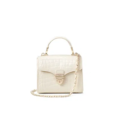 Aspinal Of London Mayfair Mini Cream Leather Crocodile Print Bag