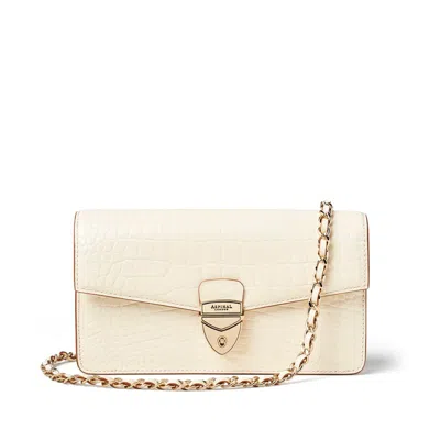 Aspinal Of London Mayfair 2 Ivory Patent Croc Clutch Bag In White