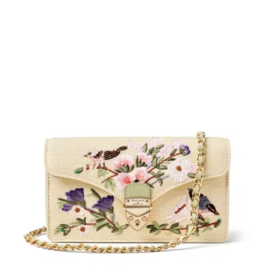 Aspinal Of London Womens Multi Mayfair English Garden Bird Woven Clutch Bag