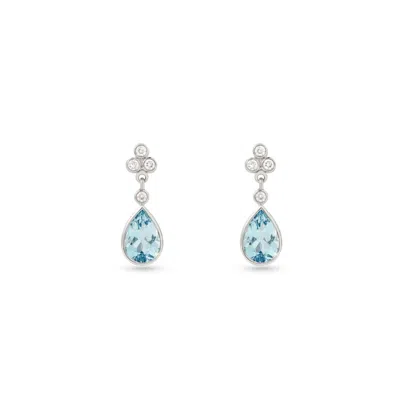 Aspinal Of London Aphrodite Teardrop Aquamarine & Diamond Earrings