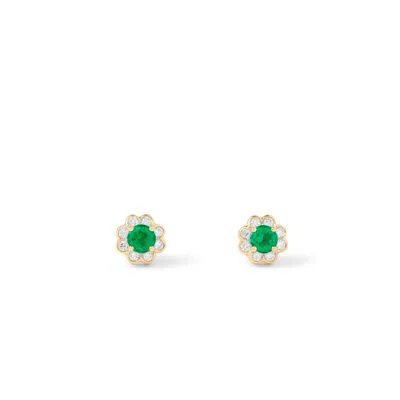 Aspinal Of London Debutante Emerald & Diamond Stud Earrings