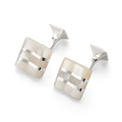 Aspinal Of London Wave Sterling Silver & Mother Of Pearl Cufflinks