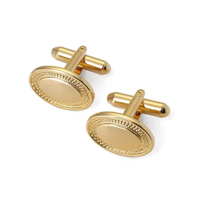 Aspinal Of London Gold Plated Engraved Edge Oval Cufflinks