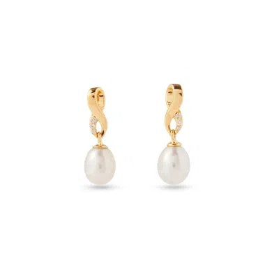 Aspinal Of London Solstice 18ct Gold Freshwater Pearl & Diamond Earrings
