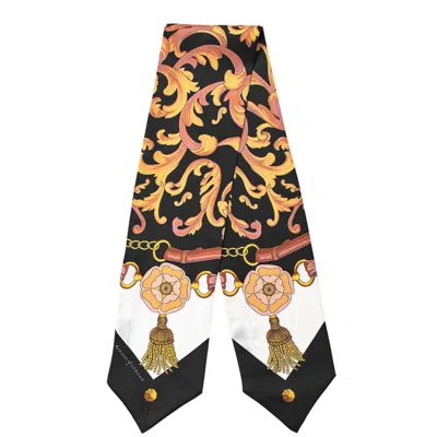 Aspinal Of London Signature Shield Silk Neck Bow Scarf In Black