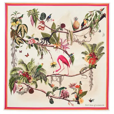 Aspinal Of London Tropical Garden Silk Scarf In Multi