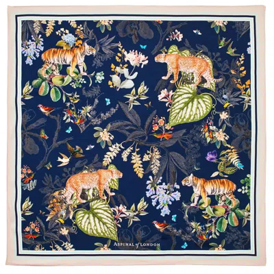 Aspinal Of London Tigers & Leopards Silk Scarf