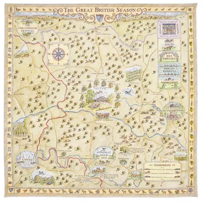 Aspinal Of London The Great British Season Silk Scarf In Brown
