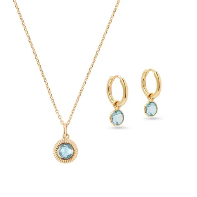 Aspinal Of London Gemstone Pendant Necklace & Huggie Earrings Set