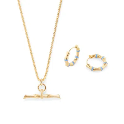 Aspinal Of London Bamboo T-bar Necklace & Earrings Set