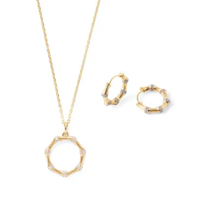 Aspinal Of London Bamboo Pendant Necklace & Earrings Set