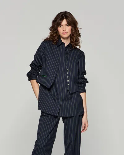 Serena Bute Wool Pinstripe Boyfriend Shirt