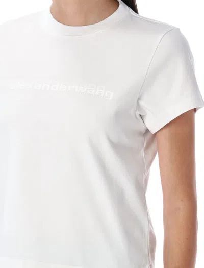 Alexander Wang Fitted Shrunken Tee With Classic Crew Neckline In White