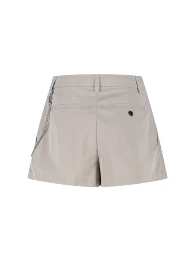Alexander Wang Pleated Chain-embellished Shorts In Neutral