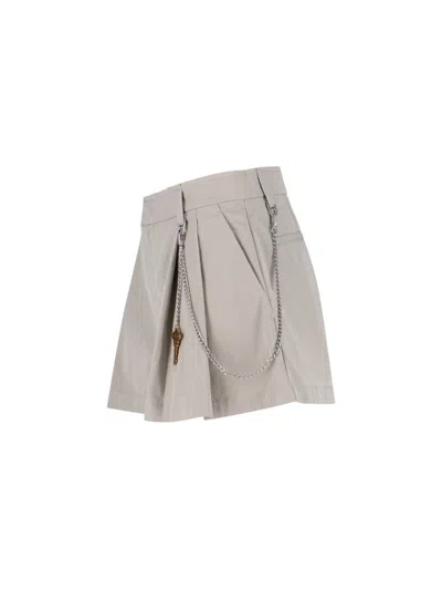 Alexander Wang Pleated Chain-embellished Shorts In Neutral