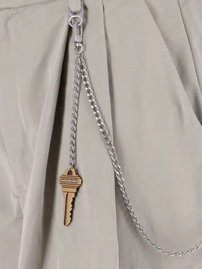 Alexander Wang Pleated Chain-embellished Shorts In Neutral