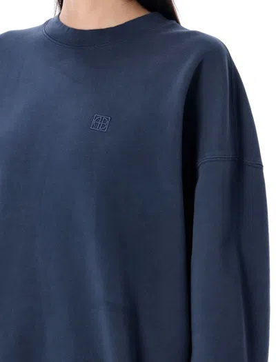 Anine Bing Miles Framed Monogram Sweatshirt In Blue