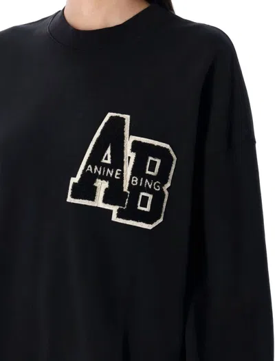Anine Bing Womens Black Miles Branded Cotton-jersey Sweatshirt In Black