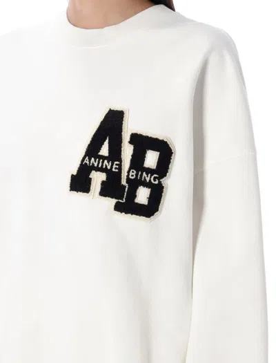 Anine Bing Miles Sweatshirt Letterman Off White Off White In White