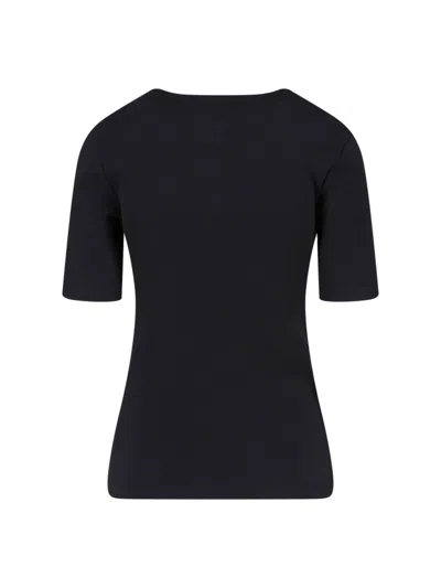 Anine Bing Ribbed Texture Round Neck Button Detailing Top In Black