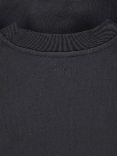 Anine Bing Miles Relaxed-fit Oversized Cotton Sweatshirt With Contrasting Logo In Black