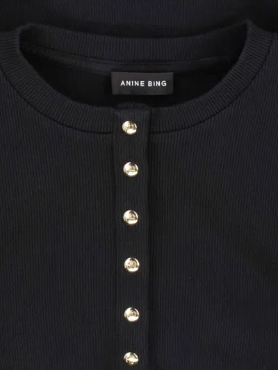 Anine Bing Striped Long Sleeve Tshirt In Black