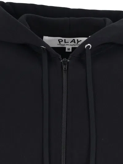 Comme Des Garçons Play Hooded Sweatshirt With Drawstring And Pockets In Black